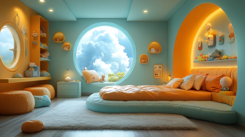 渲染的卡通风格卧室背景