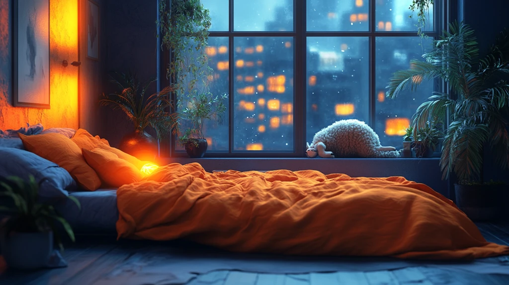 等长男女晚上睡在两层床上