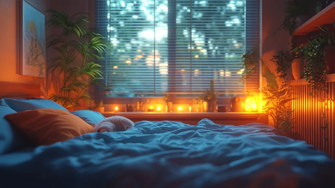 等长男女晚上睡在两层床上