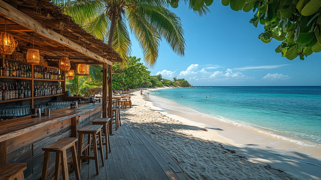 海滩酒吧平房建筑咖啡厅或餐厅