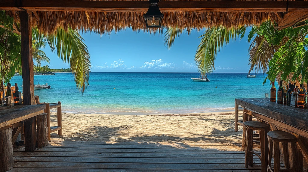 海滩酒吧平房建筑咖啡厅或餐厅