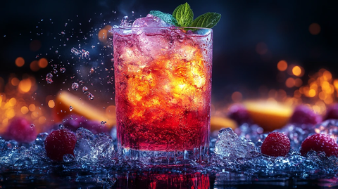 酒吧柜台上的鸡尾酒展示