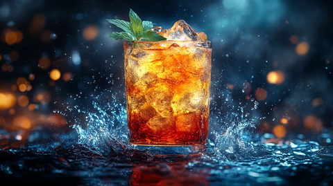 酒吧柜台上的鸡尾酒展示