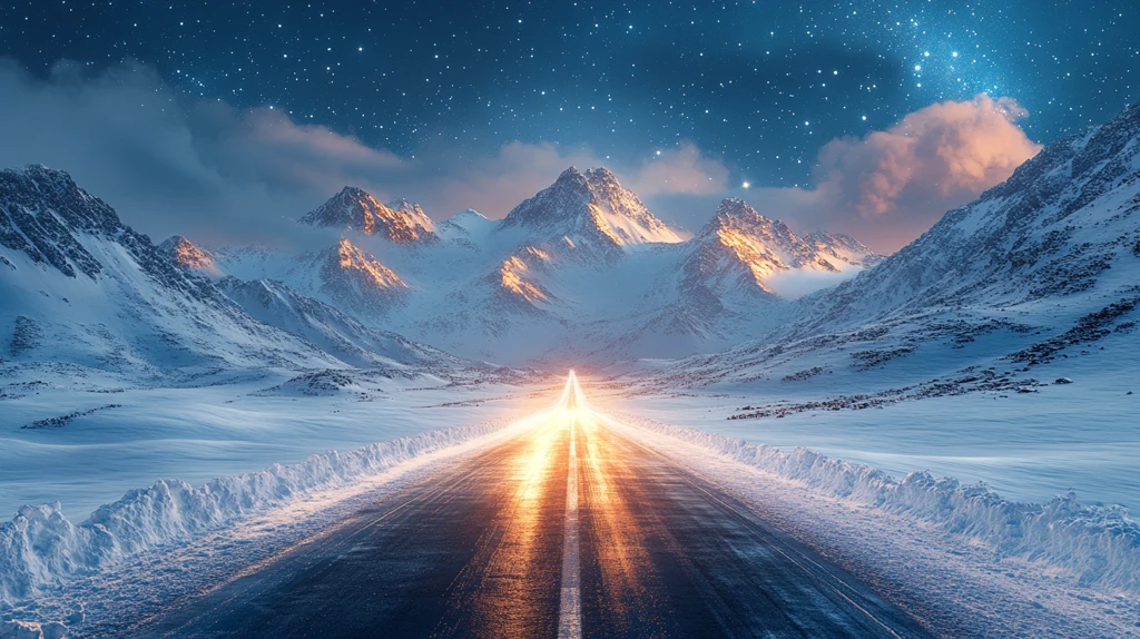 雪山星空交通路