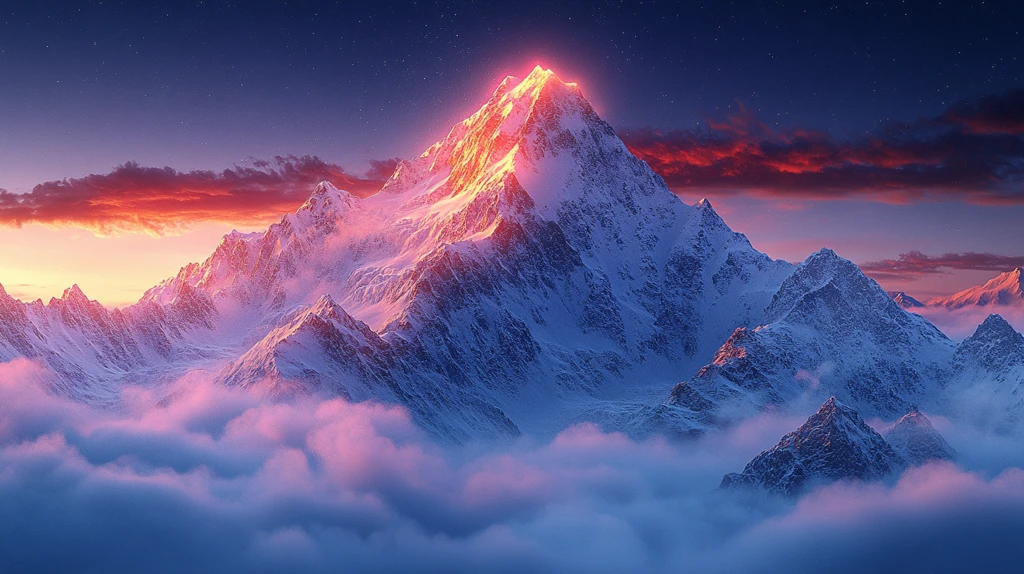 白雪皑皑的群山在天空中的全景