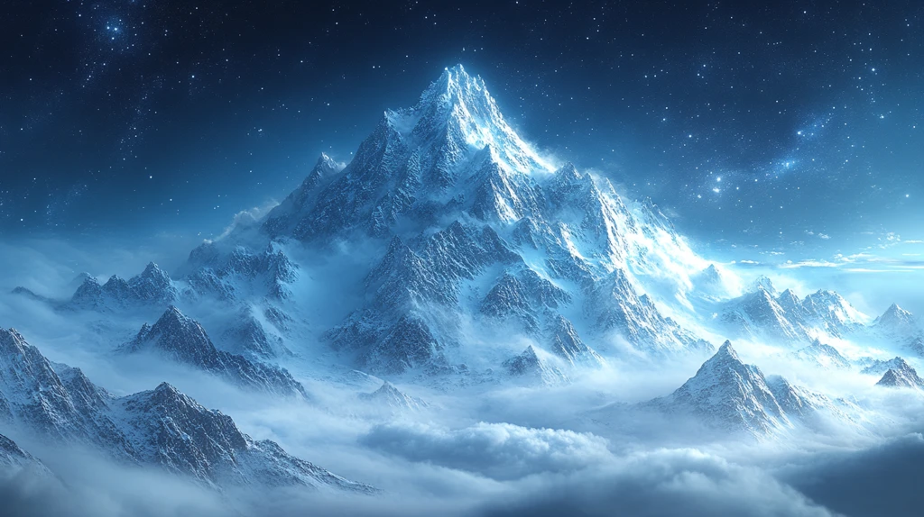 白雪皑皑的群山在天空中的全景