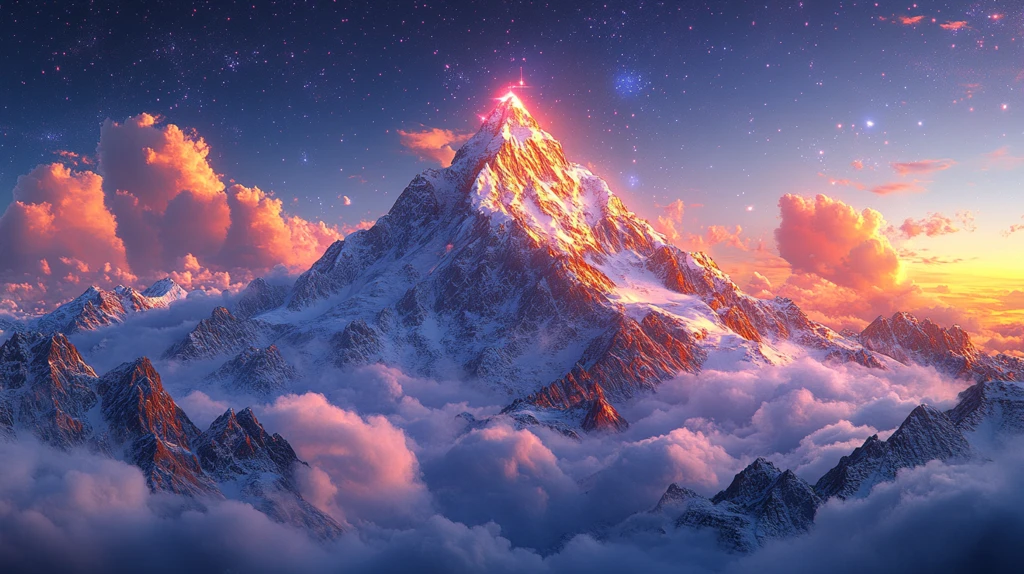 白雪皑皑的群山在天空中的全景