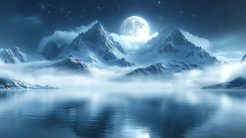 雪山星空湖水倒影