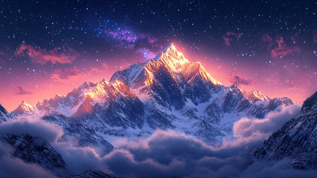 星空下的壮丽雪山