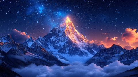 星空下的壮丽雪山