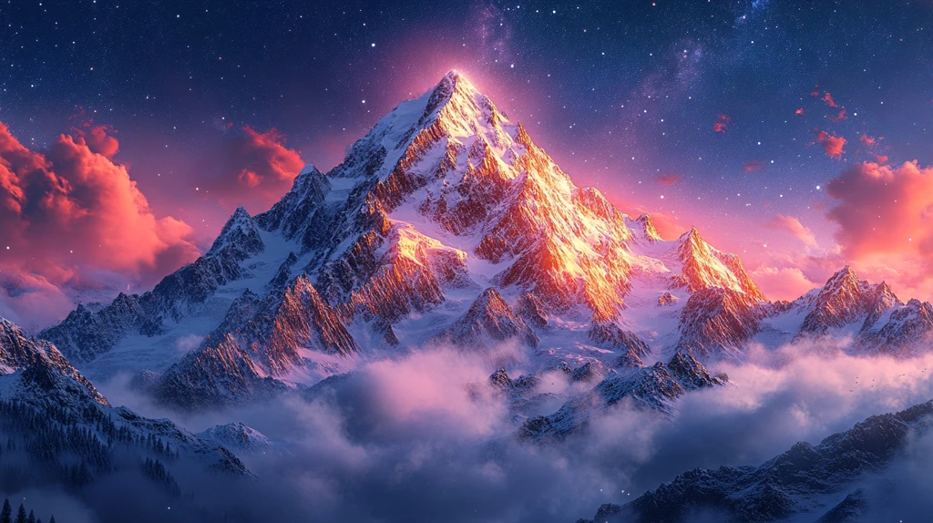 星空下的壮丽雪山