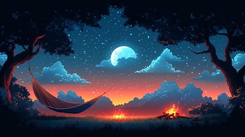 夜营帐篷和山景背景