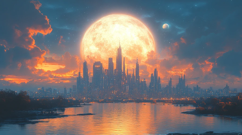 水的星球未来城市的明月