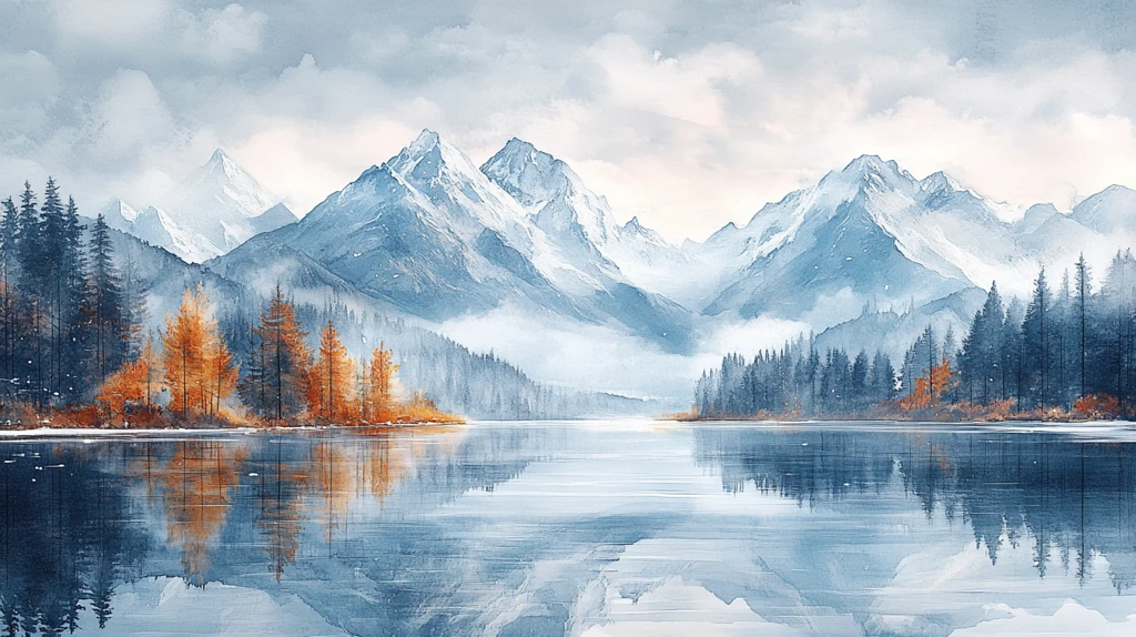 湖畔四季水彩系列