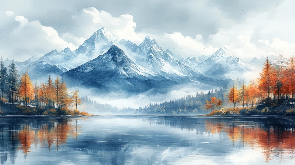 春夏秋冬四季水彩插画