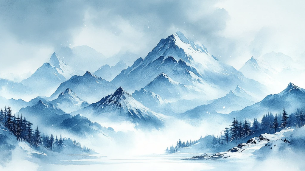 冬日山脉四季图