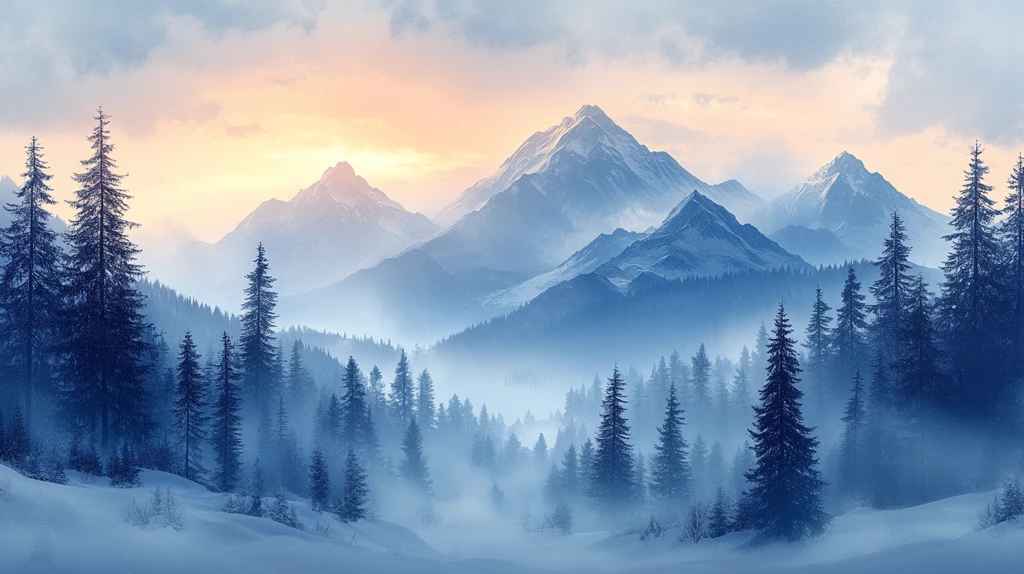 雪山云雾背景图