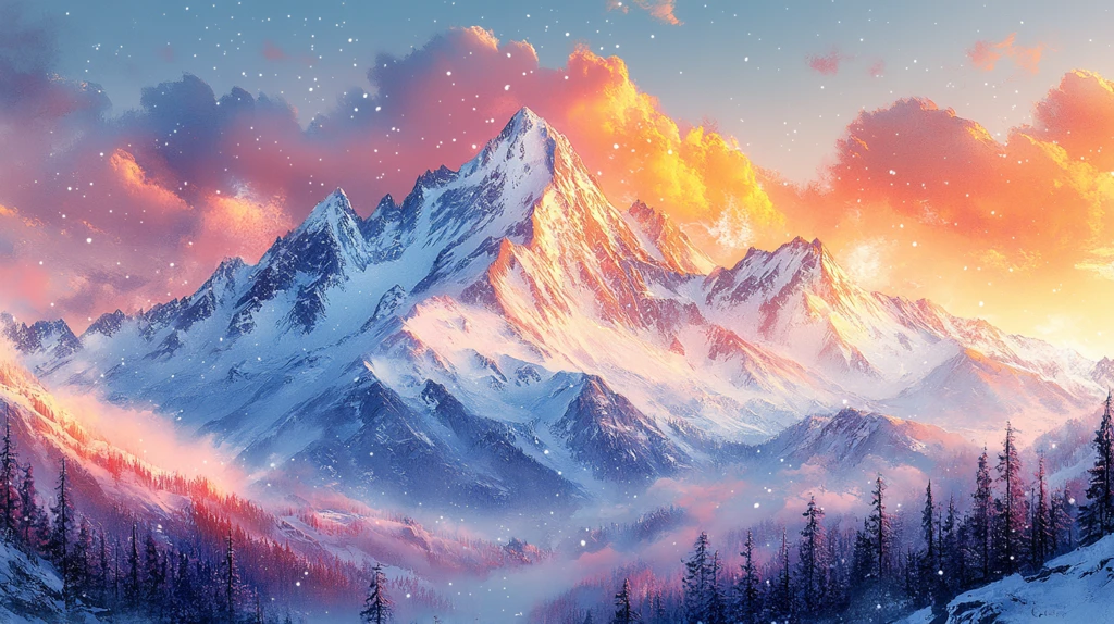 冬日山水水彩系列