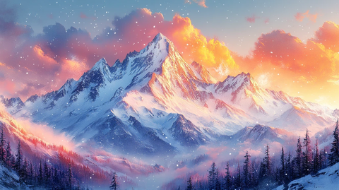 冬日山水水彩系列