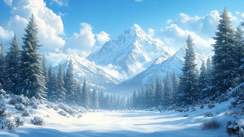 大寒节气雪林雪山