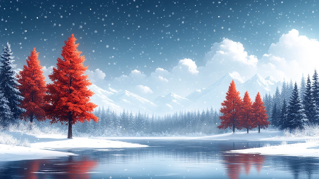 风景主题插画雪地里的树