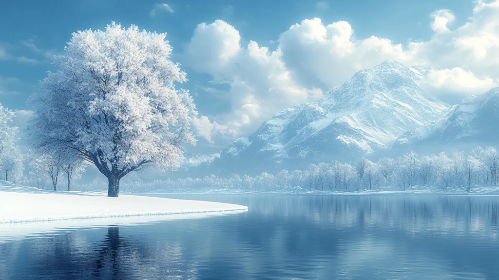 风景主题插画雪地里的树