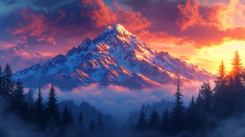 冬日山脉雪景图