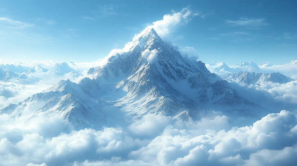 云中的雪山天空户外风景背景壁纸