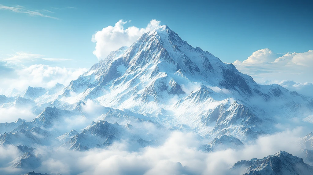 云中的雪山天空户外风景背景壁纸