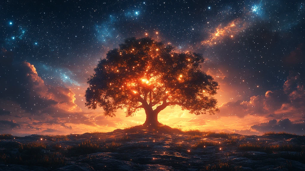 星空银河夜空背景插画