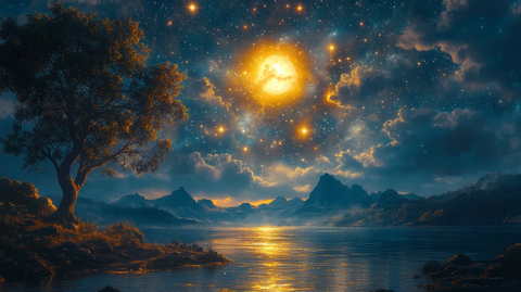 星空银河夜空背景插画