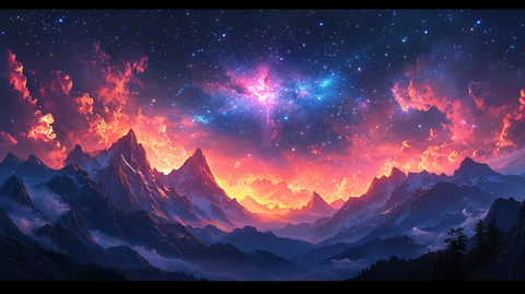 星空银河夜空背景插画