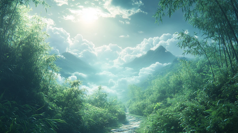 古风意境森林场景插画