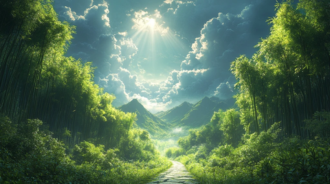 古风意境森林场景插画