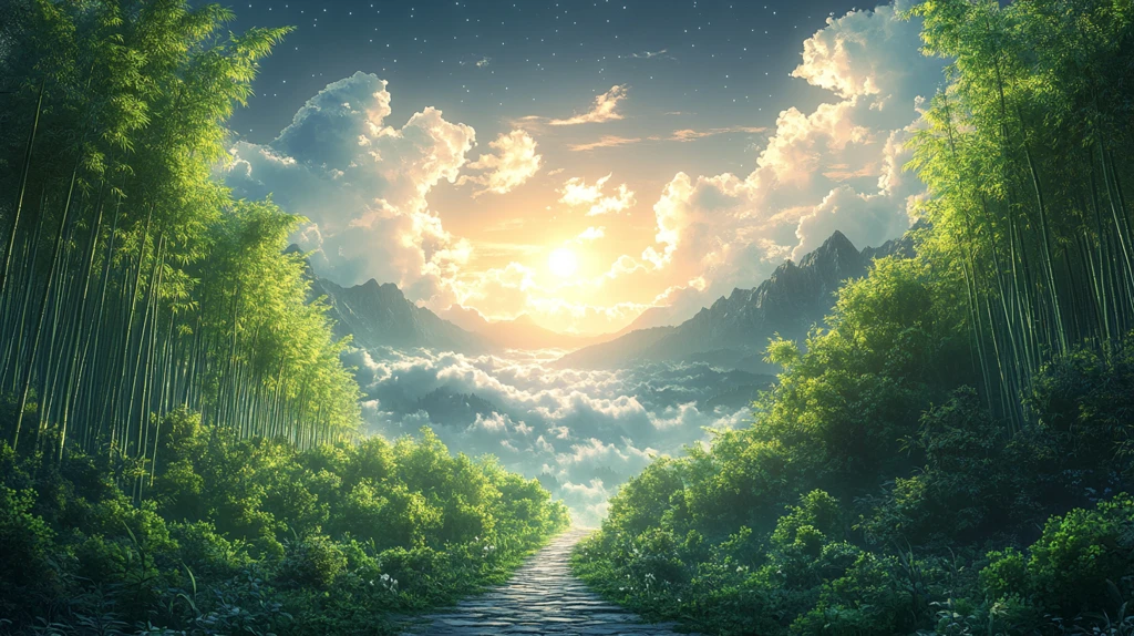 古风意境森林场景插画