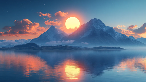 日落时的科幻星球图像