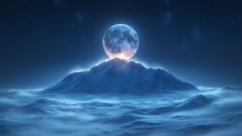 星空雪山月亮