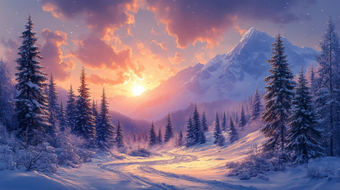 雪地森林与云天