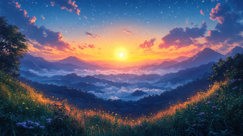 星空夜晚宁静的夜黎明