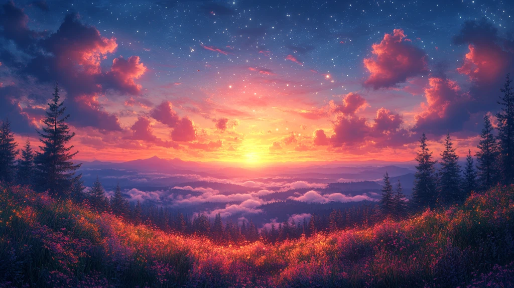 星空夜晚宁静的夜黎明