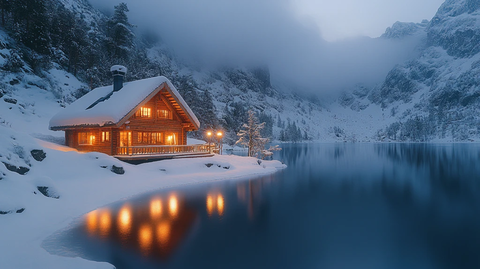 雪山中的小木屋