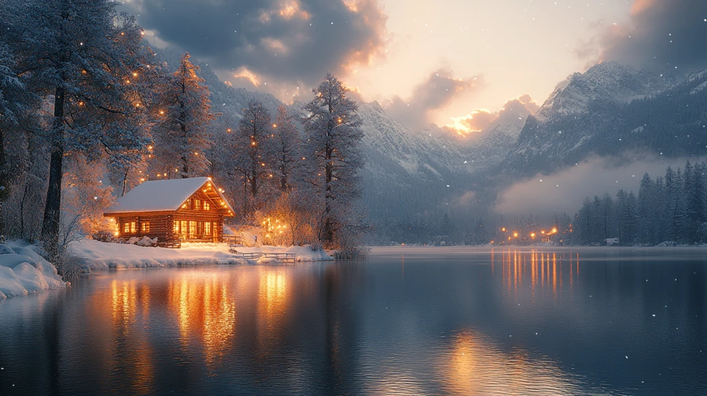 雪山中的小木屋