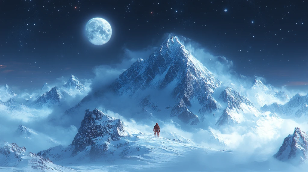 星空下的雪上自然风景抽象背景