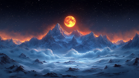 星空下的雪上自然风景抽象背景