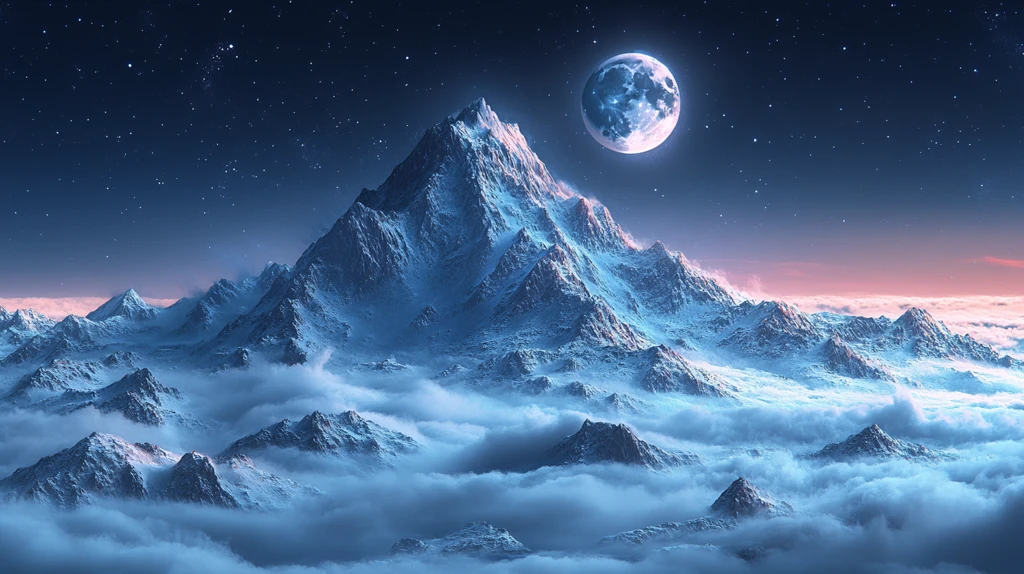 星空下的雪上自然风景抽象背景