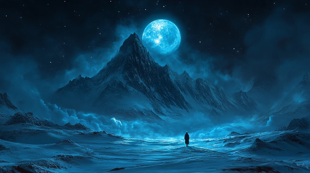 星空下的雪上自然风景抽象背景