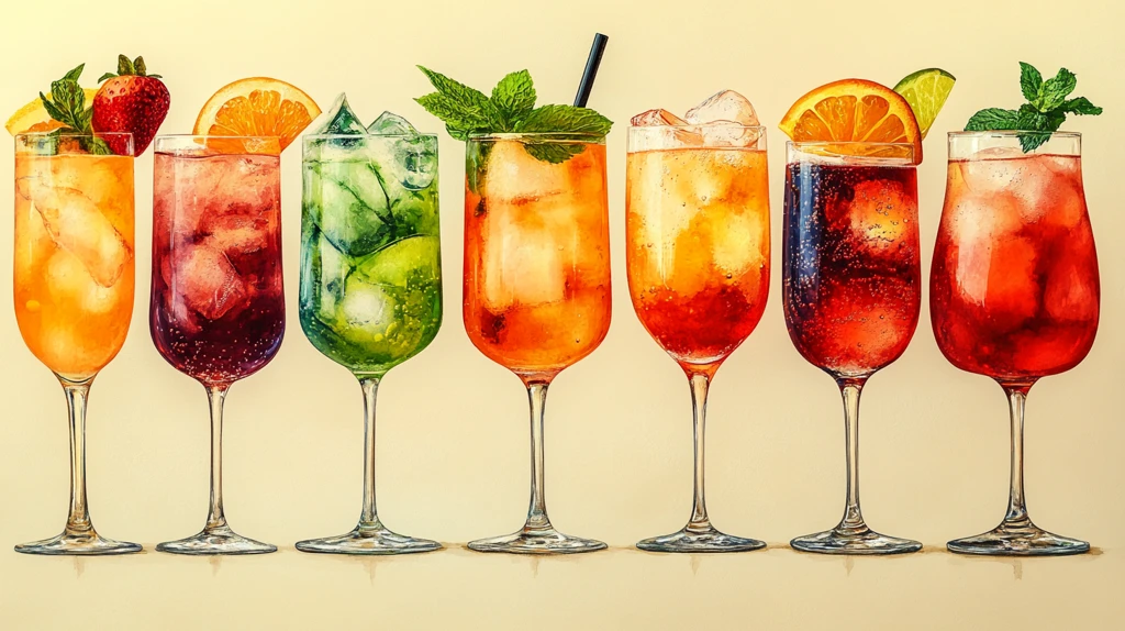 手绘元素美味的鸡尾酒