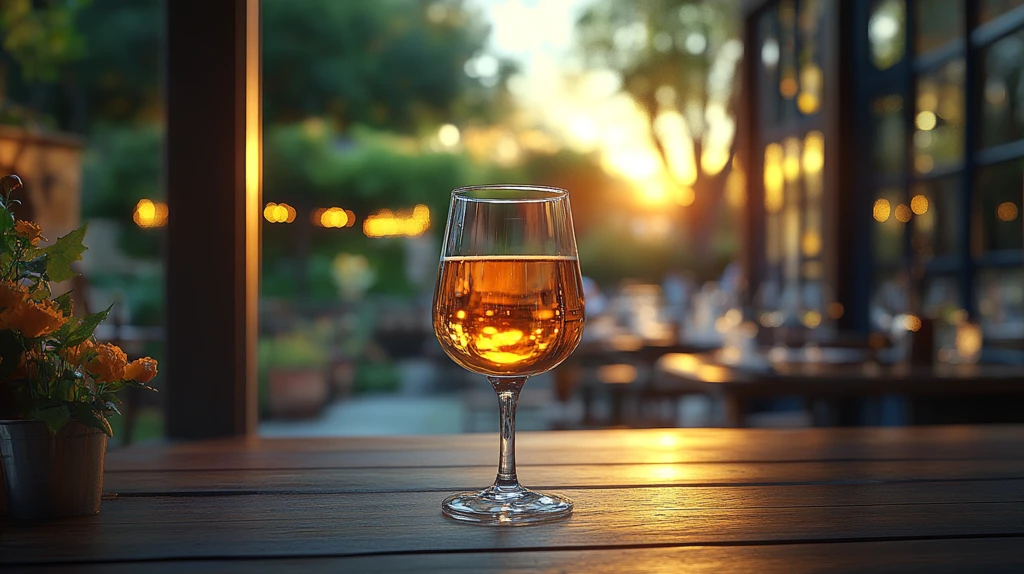 日落时手持啤酒杯的特写镜头