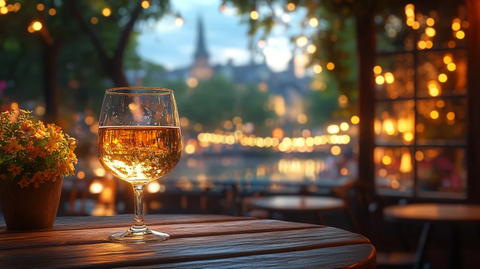 酒吧桌上啤酒杯的特写镜头