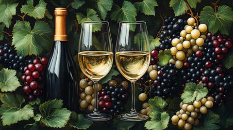 葡萄叶间的酒瓶